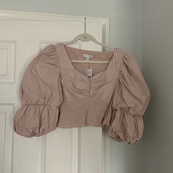 topshop lilac puff sleeve crop top